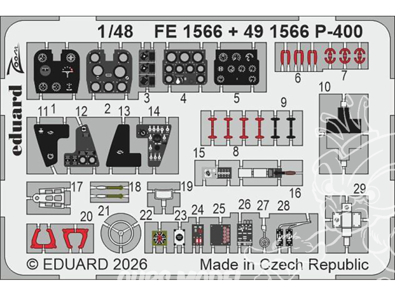 EDUARD photodecoupe avion FE1566 Zoom amélioration P-400 Arma Hobby 1/48