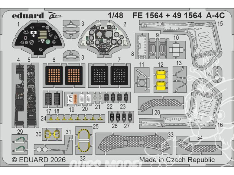 EDUARD photodecoupe avion FE1564 Zoom amélioration A-4C Hobby Boss 1/48