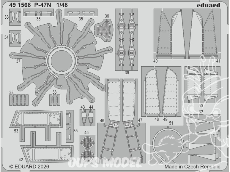 EDUARD photodecoupe avion 491568 Amélioration P-47N Mini Art 1/48