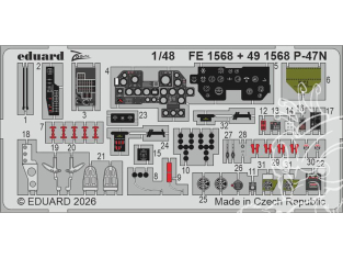 EDUARD photodecoupe avion FE1568 Zoom amélioration P-47N Mini Art 1/48