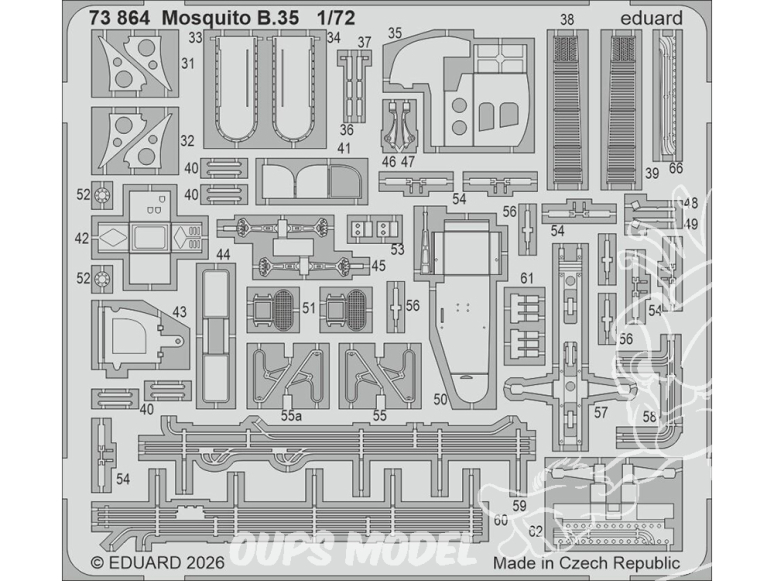 Eduard photodecoupe avion 73864 Amélioration Mosquito B.35 Airfix 1/72