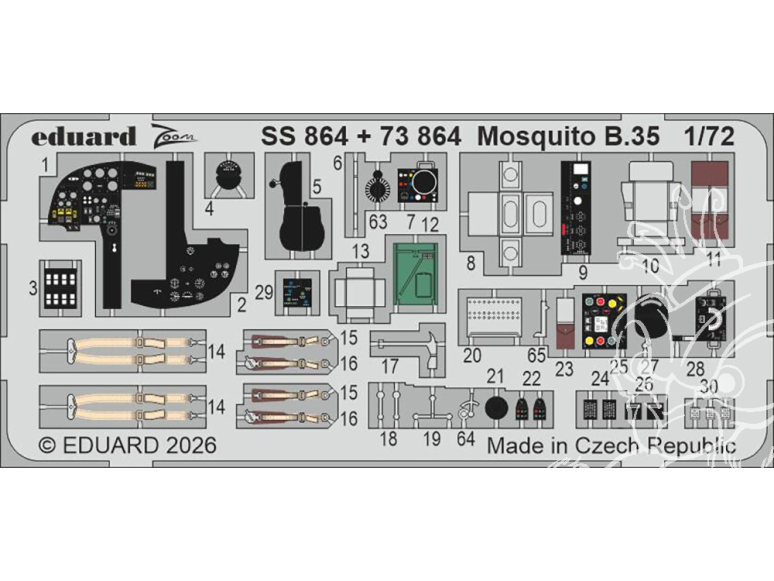 Eduard photodecoupe avion SS864 Zoom amélioration Mosquito B.35 Airfix 1/72