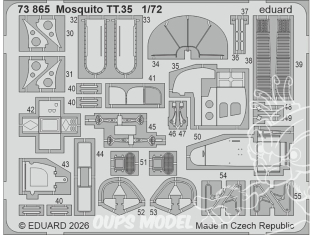 Eduard photodecoupe avion 73865 Amélioration Mosquito TT.35 Airfix 1/72
