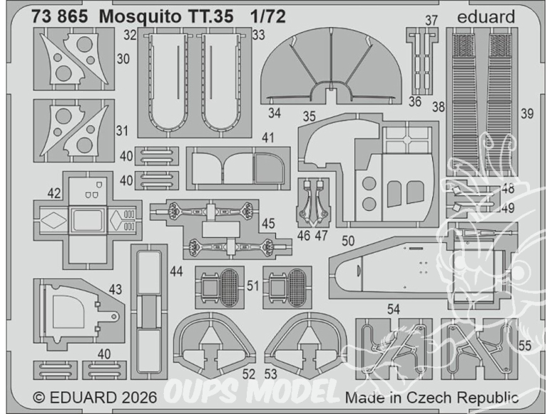 Eduard photodecoupe avion 73865 Amélioration Mosquito TT.35 Airfix 1/72