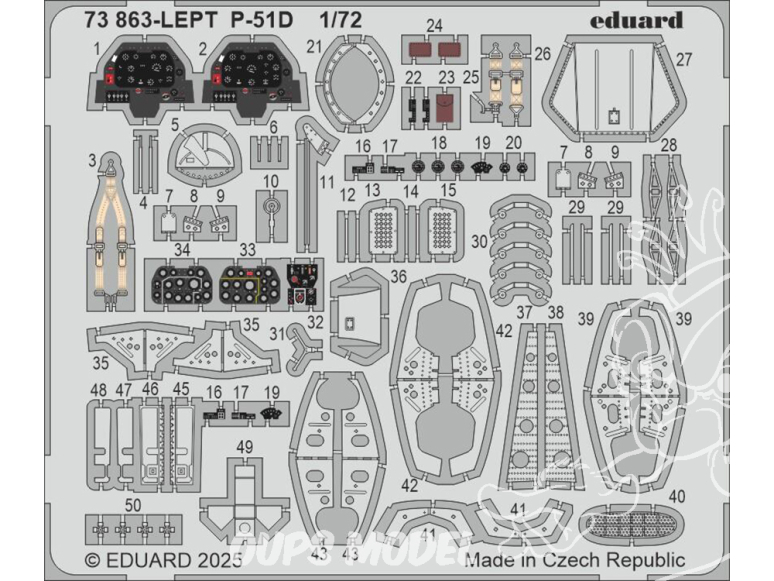 Eduard photodecoupe avion 73863 Amélioration P-51D Arma Hobby 1/72