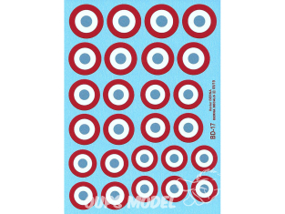 Decalques Berna decals BD-17 Cocardes Francaises 35-40 17-22mm