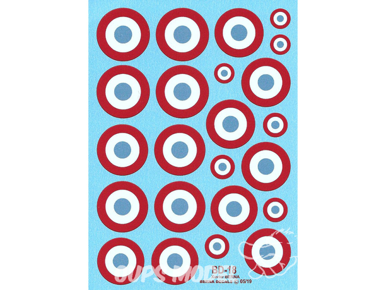 Decalques Berna decals BD-18 Cocardes Francaises 35-40 23-26mm