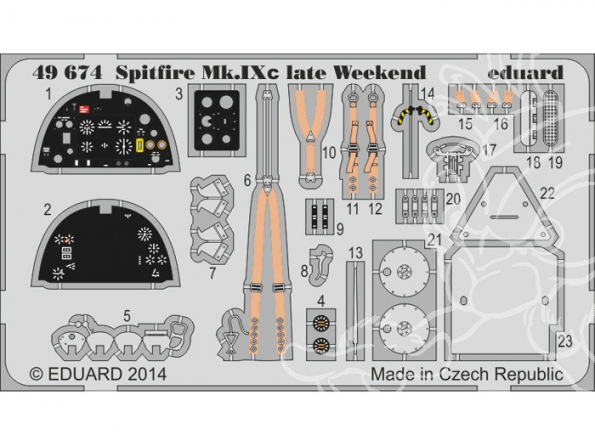 EDUARD photodecoupe avion 49674 Spitfire Mk.IXc Late 1/48