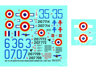 DECALQUES BERNA DECALS BD72-146 Martin B-26C Marauder Armée de l'air 1944 1/72