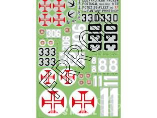 Frrom maquettes avions FR0X24 Décalques Portugal Potez 25 et Fleet 10G taille A7 1/72