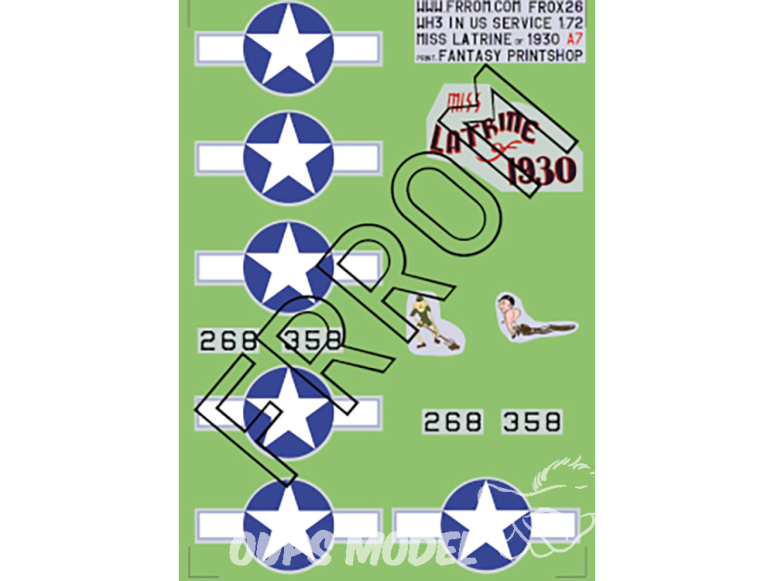 Frrom maquettes avions FR0X26 Décalques Miss Latrine of 1930 A7 1/72