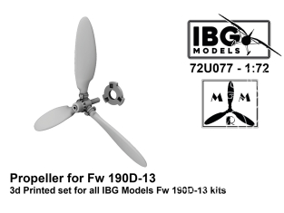 IBG maquette avion 72U077 Hélice pour un Fw 180D-13 Imprimé 3D kit IBG Model 1/72