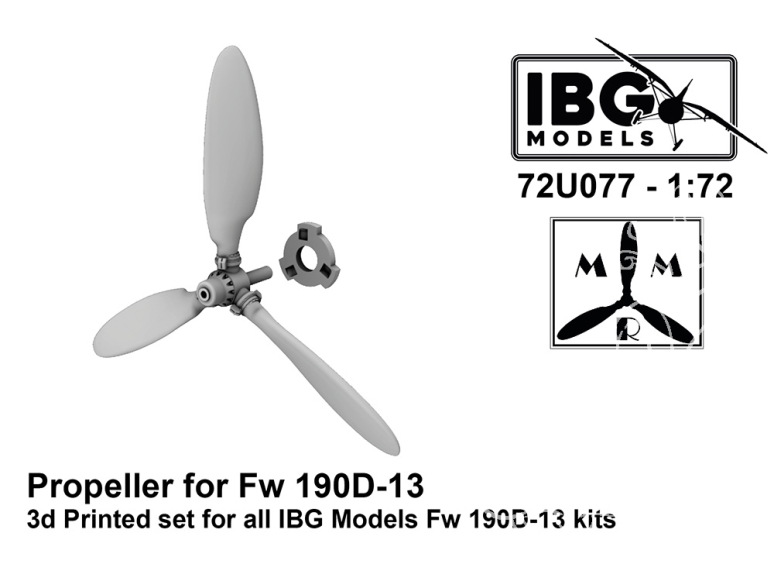 IBG maquette avion 72U077 Hélice pour un Fw 180D-13 Imprimé 3D kit IBG Model 1/72