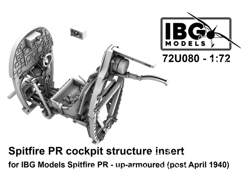 IBG maquette avion 72U080 structure du cockpit du Spitfire PR, blindage renforcé après avril 1940 kit IBG 1/72