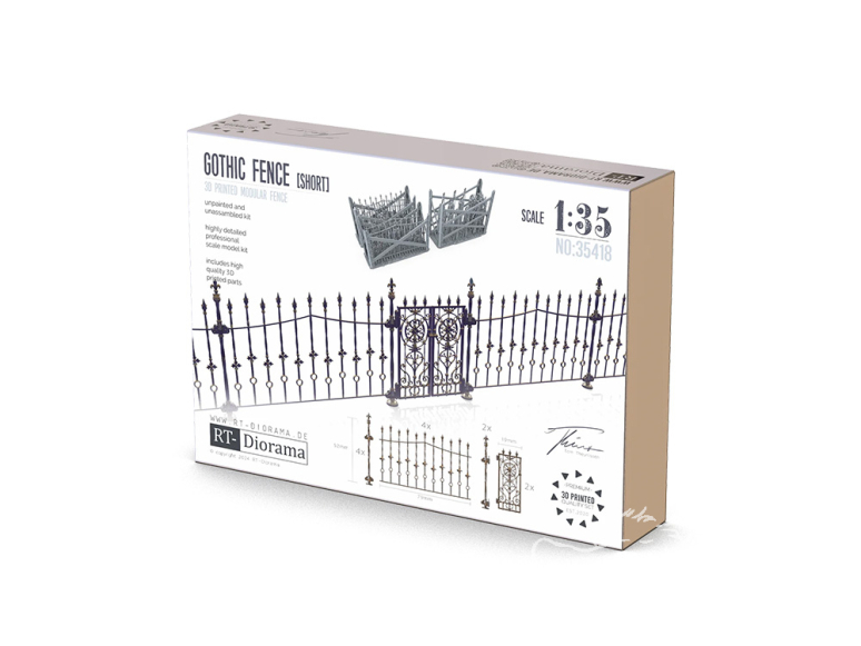 RT-Diorama 35418 Clôture gothique courte 1/35
