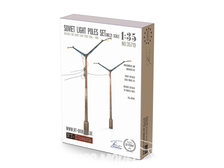 RT-Diorama 35719 Ensemble de poteaux d'éclairage soviétiques n° 2 1/35