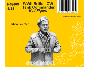 CMK Personnage resine F48408 Commandant de char britannique de la Seconde Guerre mondiale demi-figure 1/48