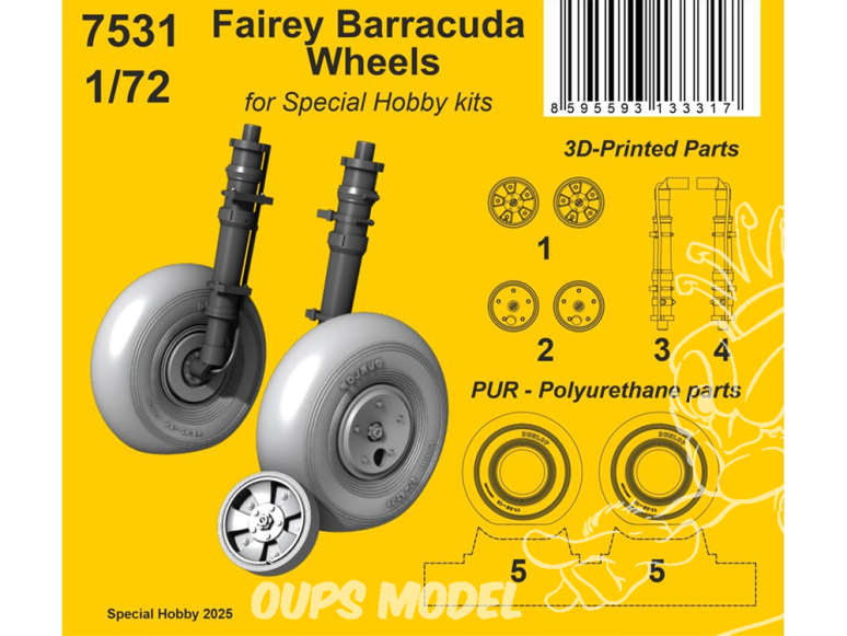 CMK kit resine 7531 Roues Fairey Barracuda pour kits Special Hobby 1/72