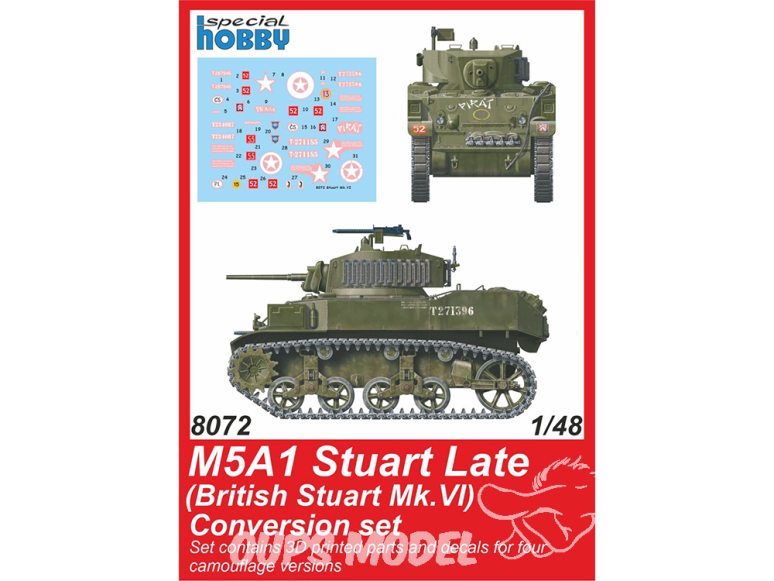 Special Hobby 8072 Kit de conversion pour M5A1 Stuart Late British Stuart MK.VI kit Tamiya 1/48