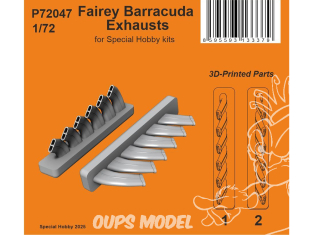 Special Hobby 3D Print avion P72047 Échappements Fairey Barracuda kits Special Hobby 1/72