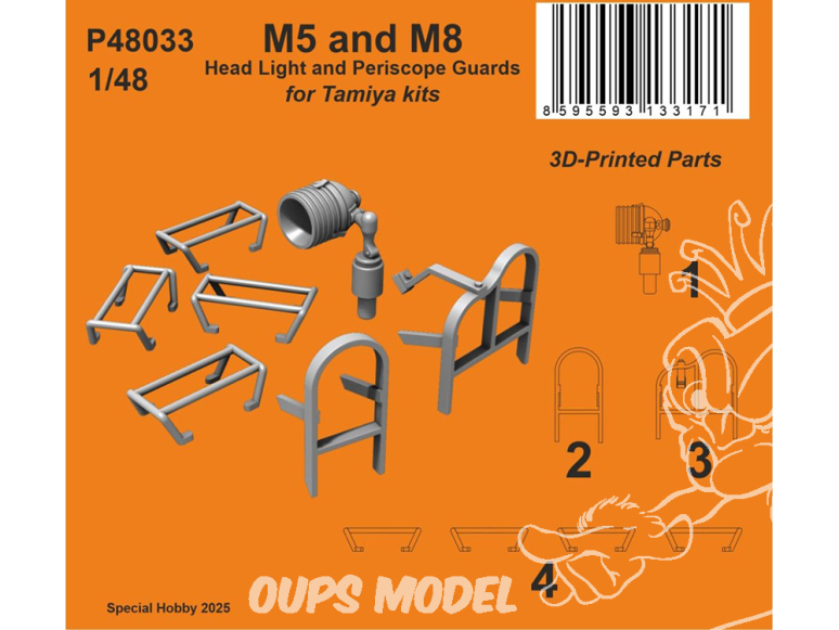 Special Hobby 3D Print P48033 Protections de phare et de périscope M5 et M8 kit Tamiya 1/48
