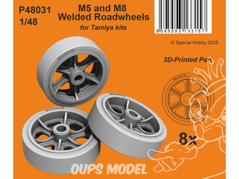 Special Hobby 3D Print P48031 Roues de route soudées M5 et M8 kit Tamiya 1/48