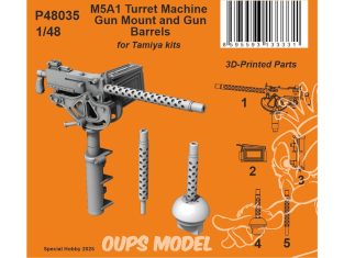 Special Hobby 3D Print P48035 Tourelle de mitrailleuse M5A1 et canons kit Tamiya 1/48