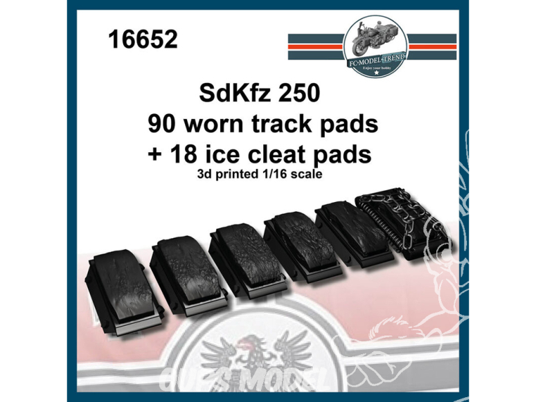 FC MODEL TREND accessoire résine 16652 90 semelles de chenilles et 18 semelles à crampon pour glace Sd.Kfz 250 1/16