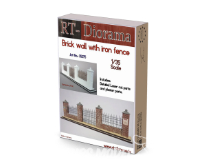 RT-Diorama 35275 Mur en briques avec clôture en fer 1/35