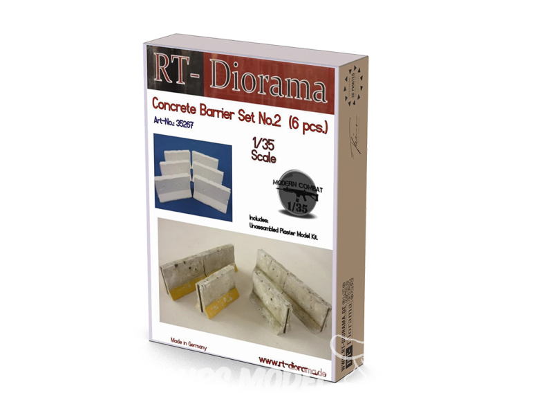 RT-Diorama 35267 Ensemble de barrières en béton n° 2 6pièces 1/35