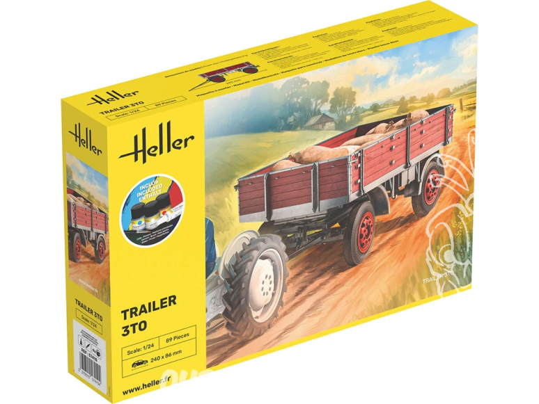 Heller maquette voiture 57410 STARTER KIT Remorque Agricole 3to inclus peintures principale colle et pinceau 1/24