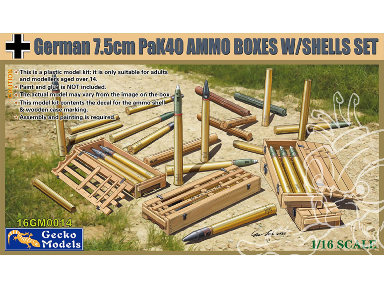 Gecko Models figurine militaire 16GM0014 Boîtes de munitions allemandes PaK40 de 7,5 cm avec cartouches 1/16