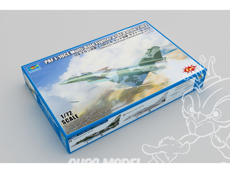 TRUMPETER maquette avion 01690 Le chasseur multirôle J-10CE de la PAF et le Rafale de l'IAF un concept 2 en 1 1/72