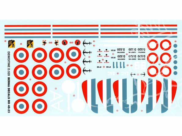 Decalques Berna decals BD48-23 Dewoitine D.520 1/48