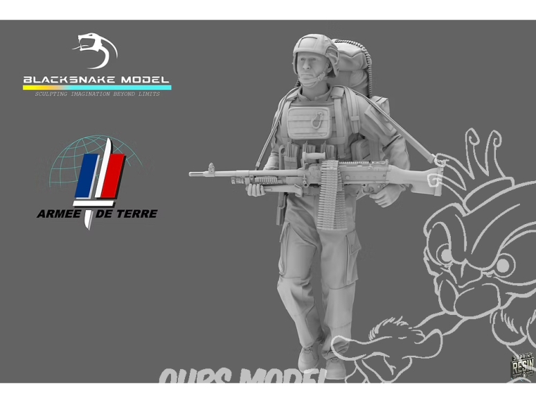 Blacksnake Model figurine FR-10-72 Soldat Français "Mag 58" Figurine 10 1/72