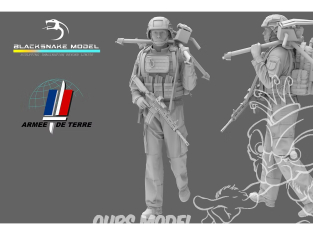 Blacksnake Model figurine FR-13-72 Soldat Français "Trepied et canon de remplacement Mag 58" Figurine 13 1/35