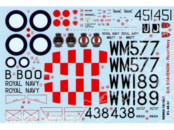 Decalques Berna decals BD48-30 De Havilland Sea Venom 1/48