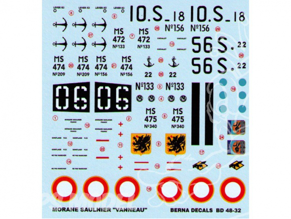 Decalques Berna decals BD48-32 Morane Saulnier VANNEAU 1/48