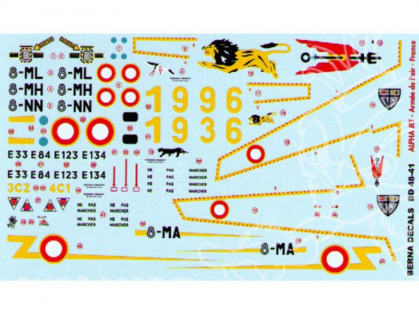 Decalques Berna decals BD48-41 DASSAULT ALPHA JET Armee de l Air FRANCE 1/48