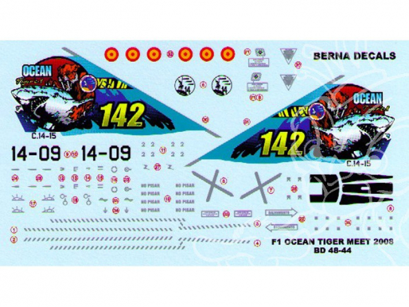 Decalques Berna decals BD48-44 MIRAGE F1M OCEAN TIGER MEET 2008 1/48