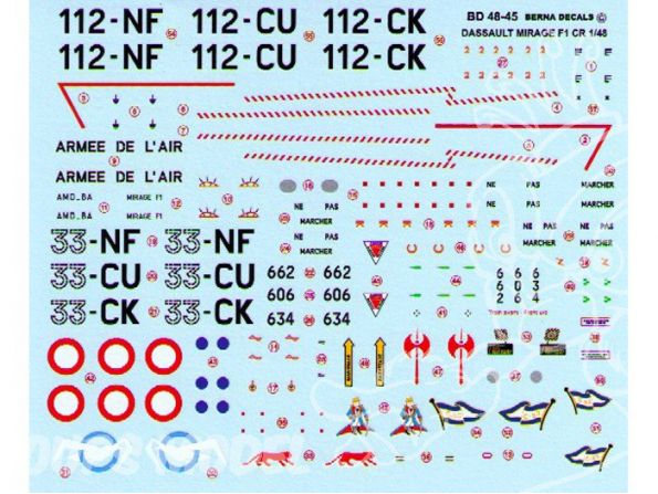 Decalques Berna decals BD48-45 DASSAULT MIRAGE F1 CR 1/48