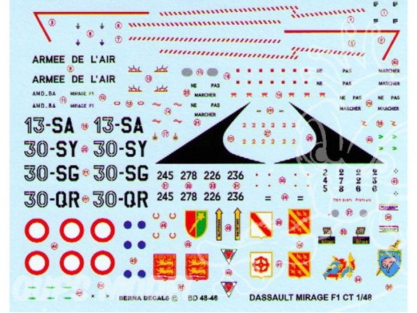 Decalques Berna decals BD48-46 DASSAULT MIRAGE F1 CT 1/48