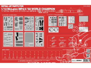 Beemax maquette voiture EX12002 Kit d'amélioration McLaren MP4/4 1988 Champion du Monde Senna / Prost 1/12