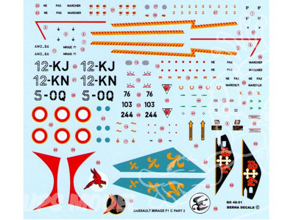 Decalques Berna decals BD48-51 DASSAULT MIRAGE F1 C Partie 2 1/48