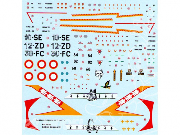 Decalques Berna decals BD48-52 DASSAULT MIRAGE F1 C Partie 3 1/48