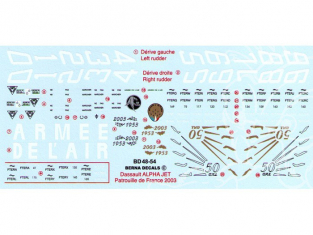 Decalques Berna decals BD48-54 DASSAULT ALPHA JET PATROUILLE DE FRANCE 1/48
