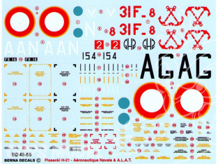 Decalques Berna decals BD48-55 PIASECKI H-21 Aeronautique Navale & A.L.A.T. 1/48