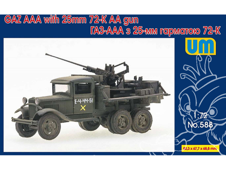 UM Unimodels maquettes militaire 588 GAZ-AAA avec canon de 25mm 72-K AA 1/72