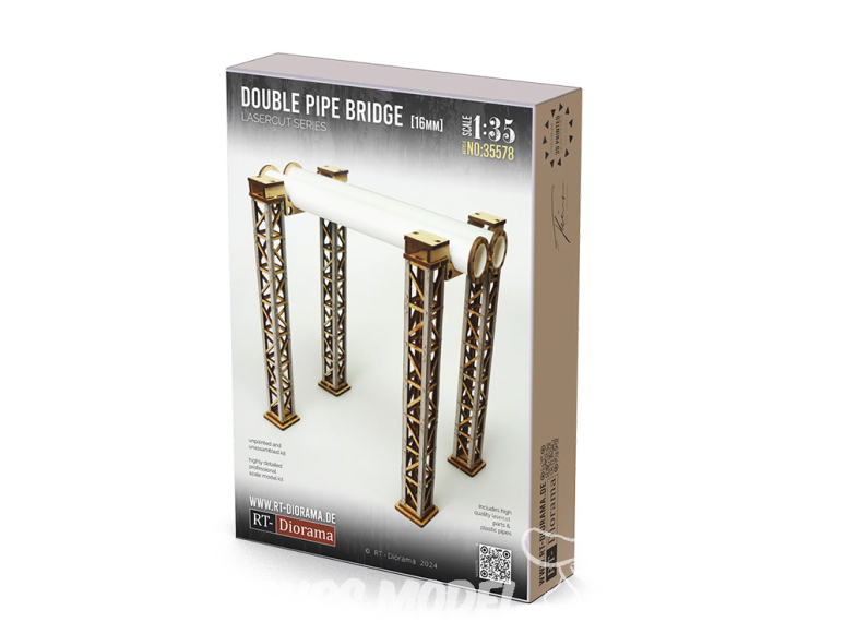RT-Diorama 35578 Pont de tuyauterie Double 16mm 1/35