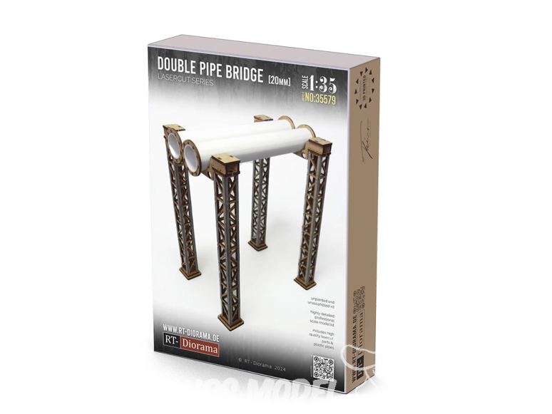 RT-Diorama 35579 Pont de tuyauterie Double 20mm 1/35